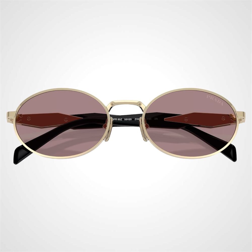 PRADA Sunglasses Gold Metal Oval Symbole PR65ZS ZVN20I Light Brown Purple Lens - Picture 5 of 6